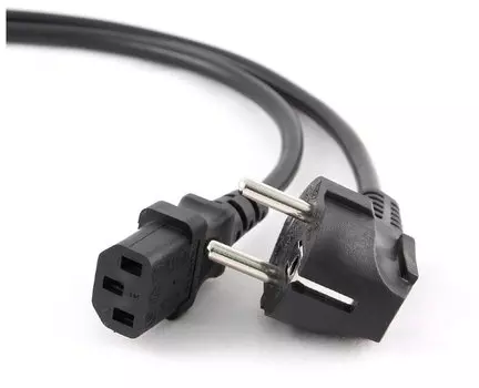 Кабель питания Europlug(M)-IEC-320-C13 угловая вилка/прямой штекер, 1м, черный Gembird