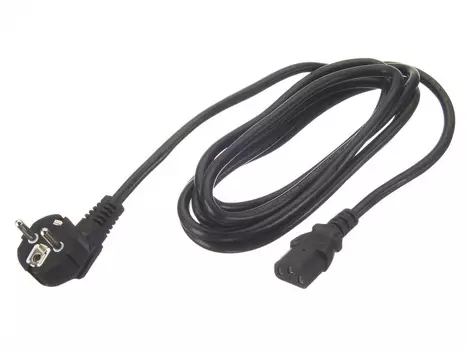 Кабель питания IEC-320-C13-Schuko (Euro)(M) угловая вилка/прямой штекер, 16А, 3 м, черный Netko Optima (56918)