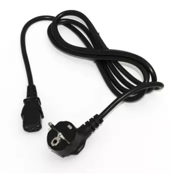 Кабель питания IEC-320-C13-Schuko (Euro)(M) угловая вилка/прямой штекер, 10A, 220В, 10 м, черный Hyperline (PWC-IEC13-SHM-10-BK)