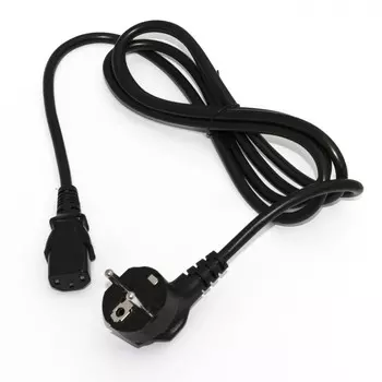 Кабель питания IEC-320-C13-Schuko (Euro)(M) угловая вилка/прямой штекер, 10A, 220В, 5м, черный Hyperline (PWC-IEC13-SHM-5.0-BK)