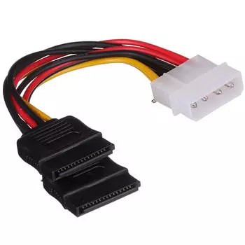 Кабель питания Molex(M)-2xSATA 15-pin(F) Exegate EX-CC-SATA-PSY, 15 см, прямой (EX138935RUS)
