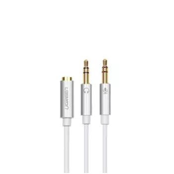 Кабель-разветвитель 2xJack3.5mm(M)-Jack 3.5mm(F), 20 см, белый UGREEN AV140 (10790)