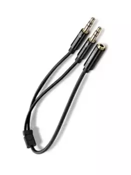 Кабель-разветвитель Jack 3.5mm(F)-2xJack 3.5mm(M), 20 см, черный UGREEN AV134 (20898)