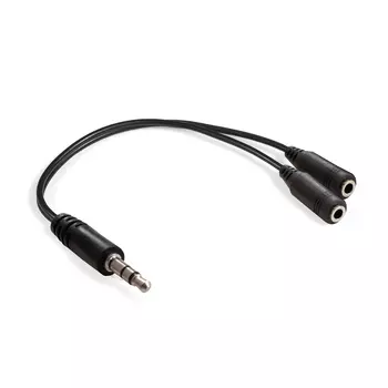 Кабель-разветвитель Jack 3.5mm(M)-2xJack 3.5mm(F), 15 см, черный Exegate (EX294736RUS)