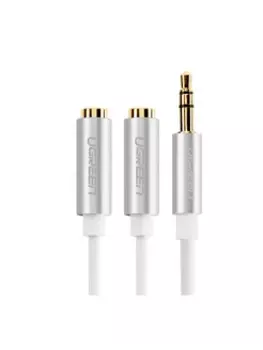 Кабель-разветвитель Jack 3.5mm(M)-2xJack 3.5mm(F), 20 см, белый UGREEN AV123 (10780)