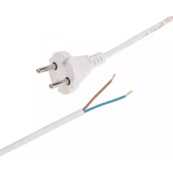 Кабель с вилкой Europlug(M)-OpenEnd прямая вилка, 10А, 2.2кВт, 2 м, белый REXANT (11-1306)