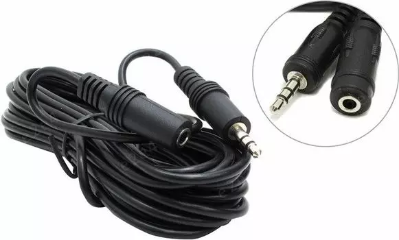 Кабель соединительный Hama Jack 3.5-Jack 3.5(f), 5м, черный (H-30449)