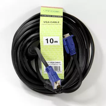 Кабель VGA(15M)-VGA(15M), 10 м, черный TV-COM