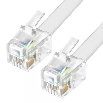 Кабель телефонный RJ-9(4p4c)-RJ-9(4p4c), 5 м, белый GCR, витой (GCR-53080)