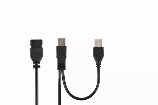 Кабель-удлинитель 2xUSB 2.0(Am)-USB 2.0(Af), 90 см, черный, Cablexpert (CCP-USB22-AMAF-3)