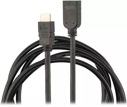 Кабель-удлинитель HDMI(19M)-HDMI(19F) v2.0, 3 м, черный Buro (BU-HDMI2.0-EXTND-3M)