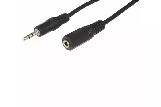 Кабель-удлинитель Jack 3.5mm(M)-Jack 3.5mm(F), экранированный, 3м, черный REXANT (17-4005)