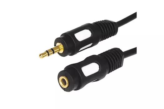 Кабель-удлинитель Jack 3.5mm(M)-Jack 3.5mm(F), экранированный, 3м, черный REXANT (17-4015)