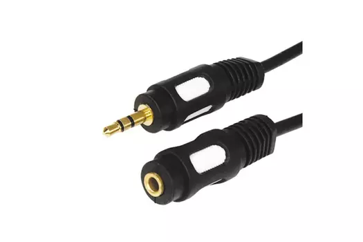 Кабель-удлинитель Jack 3.5mm(M)-Jack 3.5mm(F), экранированный, 5м, черный REXANT (17-4016)