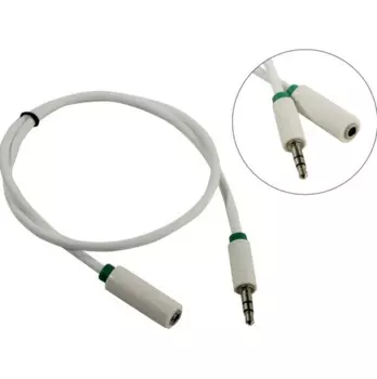 Кабель-удлинитель Jack 3.5mm(M)-Jack 3.5mm(M), 50 см, белый/зеленый Greenconnect (GCR-STM1662-0.5m)