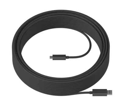 Кабель-удлинитель Logitech Strong, совместимость: MeetUp/Rally/Tap USB-устройства с автономным питанием, концентраторы USB с внешним питанием, USB 3.2 Type-A - USB 3.2 Type-C, 45м, черный (939-001805)