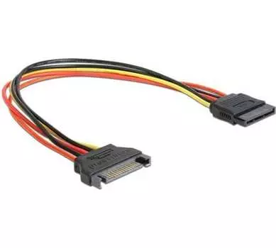Кабель-удлинитель питания SATA 15-pin(M)-SATA 15-pin(F) Cablexpert, 20 см, прямой (CC-SATAMF-20CM)