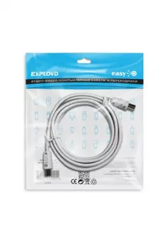 Кабель-удлинитель TV(M)-TV(F), экранированный, 2 м, белый Exployd (EX-K-1406)