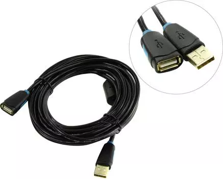 Кабель-удлинитель USB 2.0(Am)-USB 2.0(Af), 5м, черный Vention (CBCBJ )
