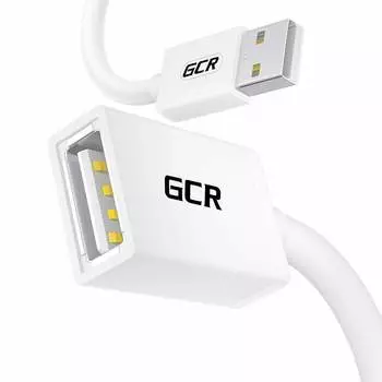 Кабель-удлинитель USB 2.0(Am)-USB 2.0(Af), экранированный, 15 см, белый, Greenconnect GCR-52438 (GCR-52438)