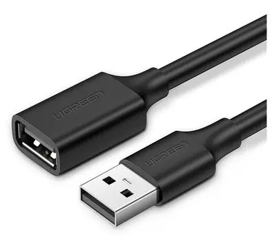 Кабель-удлинитель USB(Am)-USB(Af), экранированный, 1 м, черный, UGREEN US103 (10314)