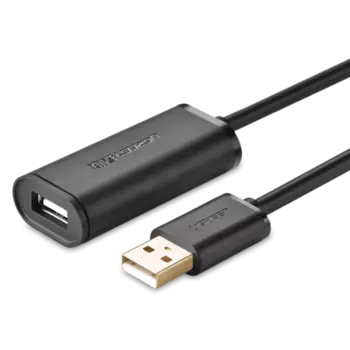 Кабель-удлинитель USB(Am)-USB(Af), экранированный, 5 м, черный, UGREEN US121 (10319)