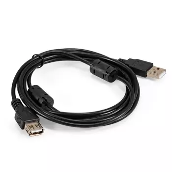 Кабель-удлинитель USB(Am)-USB(Af), ферритовый фильтр, 2 м, черный, Exegate EX-CCF-USB2-AMAF-2.0F (EX294762RUS)