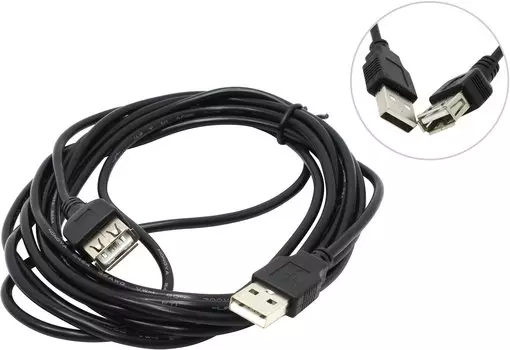 Кабель-удлинитель USB(Am)-USB(Af), 3 м, черный, Exegate (EX138944RUS)