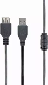 Кабель-удлинитель USB(Am)-USB(Af), ферритовый фильтр, 1.8 м, черный, Fillum (FL-CPro-U2-AM-AF-F1-1.8M)
