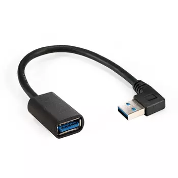 Кабель-удлинитель USB(Am)-USB(Af), прямой/угловой, 15 см, черный, Exegate EX-CC-USB3-AMAF-0.15L (EX294775RUS)