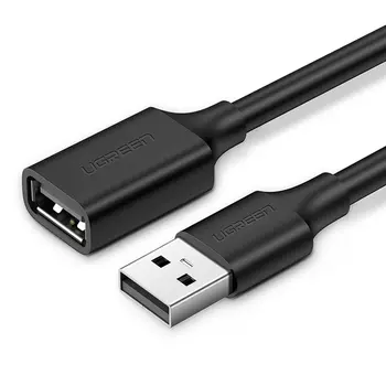 Кабель-удлинитель USB(Am)-USB(Af), экранированный, 1.5 м, черный, UGREEN US103 (10315)