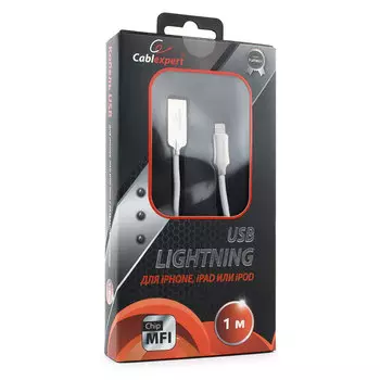 Кабель USB2.0(Am)-Lightning 8-pin, Cablexpert, 1m, белый, серия Platinum, блистер (CC-P-APUSB02W-1M)