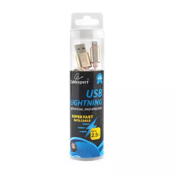 Кабель USB2.0(Am)-Lightning, Cablexpert , 1.8m, золотистый, серия Ultra, блистер (CC-U-APUSB01Gd-1.8M)