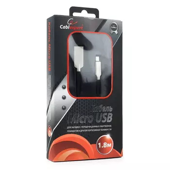 Кабель USB2.0(Am)-micro(BM), Cablexpert, 1.8m, черный, серия Platinum (CC-P-mUSB02Bk-1.8M)