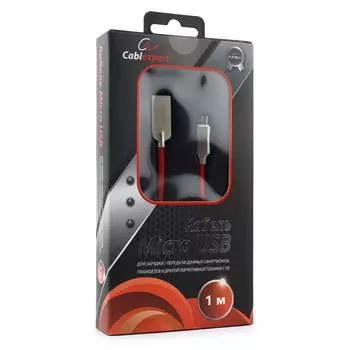 Кабель USB2.0(Am)-micro(BM), Cablexpert, 1m, красный, серия Platinum (CC-P-mUSB02R-1M)