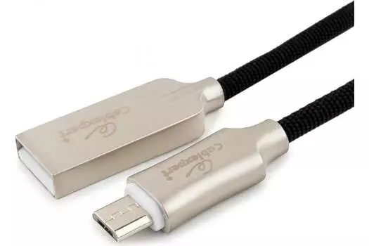 Кабель USB2.0(Am)-micro, Cablexpert, 0.5m, черный, серия Platinum (CC-P-mUSB02Bk-0.5M)