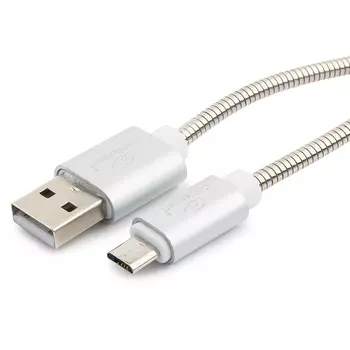 Кабель USB2.0(Am)-micro, Cablexpert, 1.8m, серебристый, серия Gold, блистер (CC-G-mUSB02S-1.8M)
