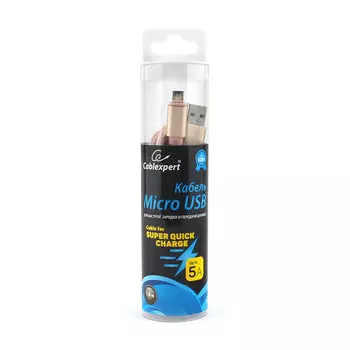 Кабель USB2.0(Am)-MicroBM, Cablexpert , 1.8m, золотистый, серия Ultra, блистер (CC-U-mUSB02Gd-1.8M)