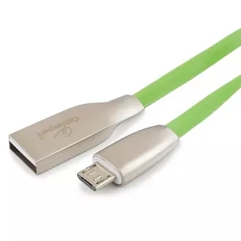 Кабель USB2.0(Am)-MicroBM, Cablexpert, 1m, зеленый, серия Gold, блистер (CC-G-mUSB01Gn-1M)