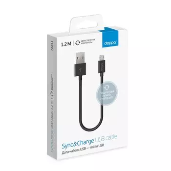 Кабель USB2.0(Am)-microUSB(Bm), Deppa, 1.2, черный (72211)