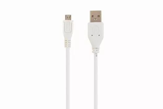 Кабель USB2.0(Am)-microUSB, Cablexpert, 1m, белый, Pro, экран (CCP-mUSB2-AMBM-W-1M)