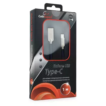 Кабель USB2.0(Am)-Type-C, Cablexpert, серия Platinum, блистер, 1м, синий (CC-P-USBC02Bl-1M)