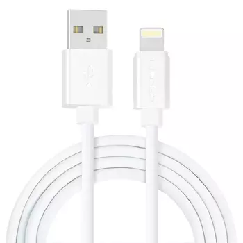 Кабель USB2.0-Lightning(8-pin), Crown, 1m, белый, в оплетке ПВХ, коннекторы ПВХ, 2A (CMCU-1012L)