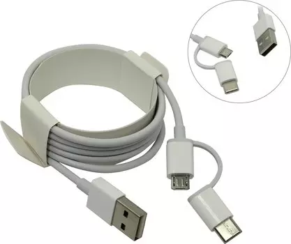 Кабель USB2.0-Micro USB to Type C, Xiaomi, 2-in-1, 1м, белый (SJV4082TY)
