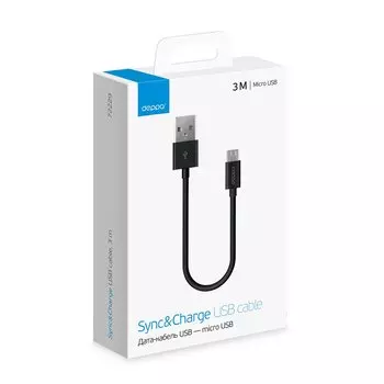 Кабель USB2.0-microUSB , Deppa, 3m, черный (72229)