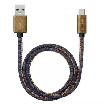 Кабель USB2.0-USB Type C, Deppa, 1.2m, синий, медь/джинса (72277)
