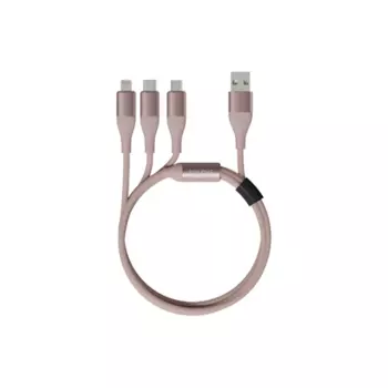 Кабель USB 2.0(Am)-2xLightning 8-pin(m)+USB Type-C(m)+Micro USB 2.0(Bm), 2.4A, 1.2м, розовый Xiaomi ZMI DW2 (DW2 Pink)