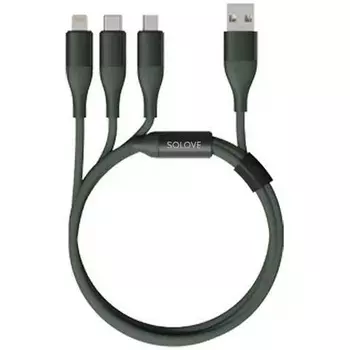 Кабель USB 2.0(Am)-2xLightning 8-pin(m)+USB Type-C(m)+Micro USB 2.0(Bm), 2.4A, 1.2м, зеленый Xiaomi ZMI DW2 (DW2 Green)
