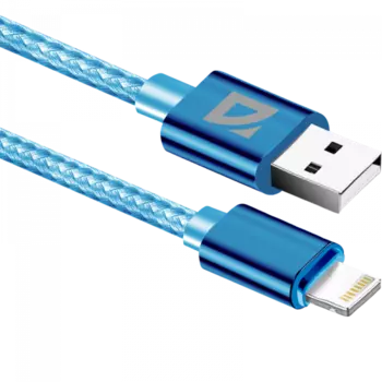 Кабель USB-Lightning 8-pin, 1.5A 1 м, голубой Defender F85 (87101AZU)