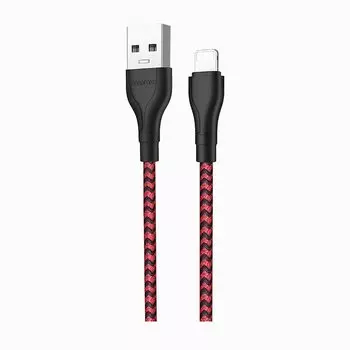 Кабель USB-Lightning 8-pin, 1м, черный/красный Borofone BX39